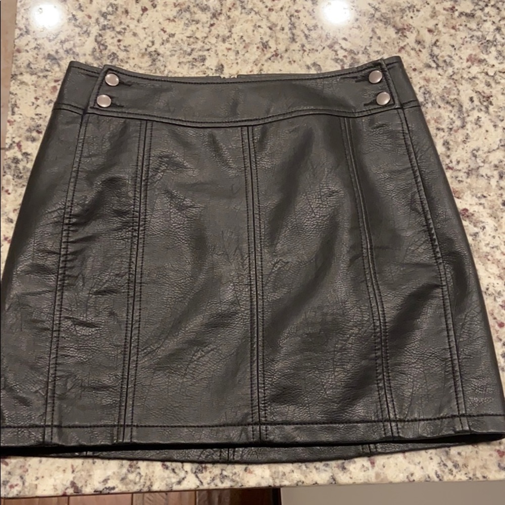 Free People black vegan leather skirt